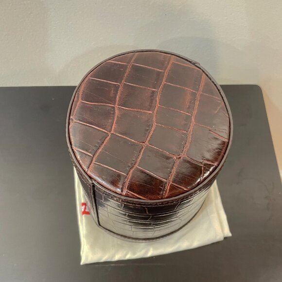 New Staud Britt Croc-Effect Leather & Suede Bucket Bag Brown $375 - Picture 4 of 8